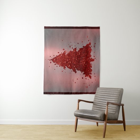 Classic Frohe Weihnachten | Rich Crimson Red Tree Wandteppich (Beispiel)