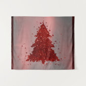 Classic Frohe Weihnachten | Rich Crimson Red Tree Wandteppich (Vorderseite (Horizontal))