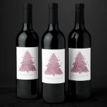 Classic Frohe Weihnachten | Rich Crimson Red Tree Weinetikett<br><div class="desc">Die Saison für Dekoration und Unterhaltung! Moderner, düsterer und launischer abstrakter Ferienbaum und handgeschriebener "Frohe Weihnachten" in einer reichen, luxuriösen Palette. Dieses elegante festliche Design zeichnet sich durch einen funkelnd Whirlpool mit einem frisch gestrichenen Spritzer aus, der mit Imitaten aus metallischem Glitzer verstärkt wird. Für andere Farben oder passende Produkte...</div>
