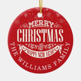 Classic Frohe Weihnachten und ein glückliches neue Keramik Ornament