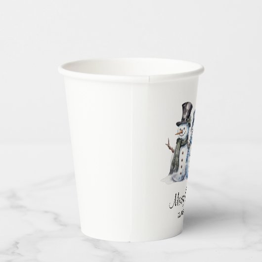 Classic Frohe Weihnachten Wasserfarbe Snowman Part Pappbecher (Rechts)