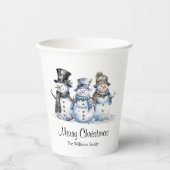 Classic Frohe Weihnachten Wasserfarbe Snowman Part Pappbecher (Vorderseite)