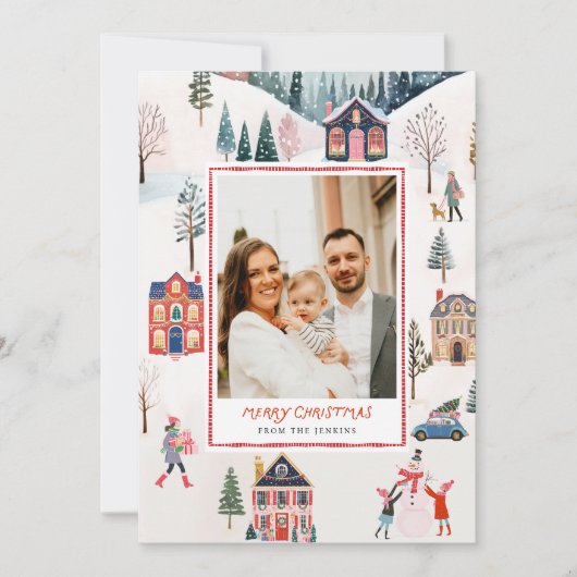 Classic Frohe Weihnachts-Foto-Grußkarte Einladung (Vorderseite)