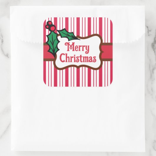 Classic Frohe Weihnachts Peppermint Stickers (Tasche)