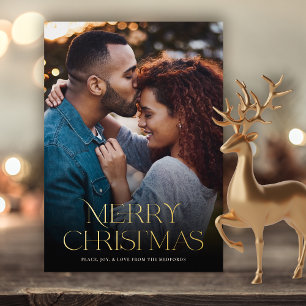 Classic Frohe Weihnachts-Text floral Back FOTO Folien Feiertagskarte