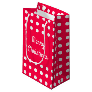 Classic Frohe Weihnachts Text Red White Polka Dots Kleine Geschenktüte