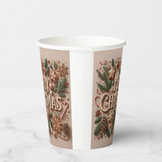 Classic Frohe Weihnachtsgrün Pappbecher (Rechts)