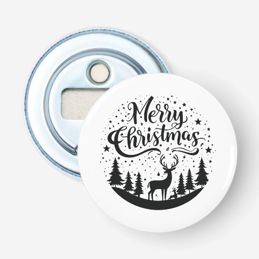 Classic Frory Christmas Deer and Tree Design Art Flaschenöffner (Vorderseite)