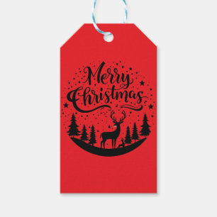 Classic Frory Christmas Deer and Tree Design Art Geschenkanhänger