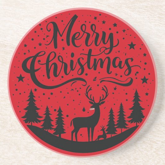 Classic Frory Christmas Deer and Tree Design Art Getränkeuntersetzer (Vorne)