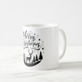 Classic Frory Christmas Deer and Tree Design Art Kaffeetasse (VorderseiteRechts)