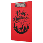 Classic Frory Christmas Deer and Tree Design Art Klemmbrett (Links)