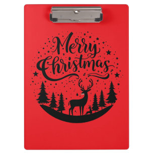 Classic Frory Christmas Deer and Tree Design Art Klemmbrett