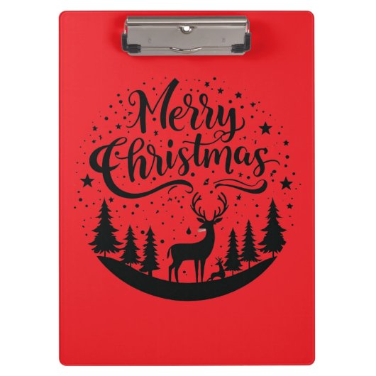 Classic Frory Christmas Deer and Tree Design Art Klemmbrett (Vorderseite)