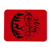 Classic Frory Christmas Deer and Tree Design Art Magnet (Horizontal)