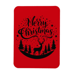 Classic Frory Christmas Deer and Tree Design Art Magnet