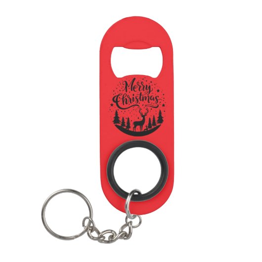 Classic Frory Christmas Deer and Tree Design Art Mini Flaschenöffner (Vorderseite)