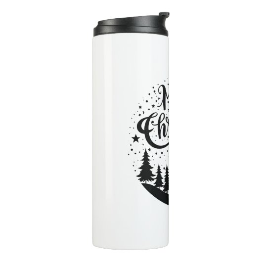 Classic Frory Christmas Deer and Tree Design Art Thermosbecher (Nach links gedreht)