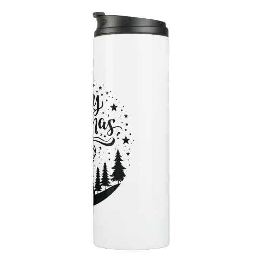 Classic Frory Christmas Deer and Tree Design Art Thermosbecher (Nach rechts gedreht)