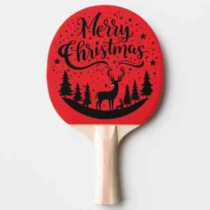 Classic Frory Christmas Deer and Tree Design Art Tischtennis Schläger