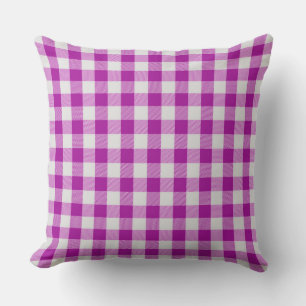 Classic Fuchsia Gigham Pattern Throw Kissen