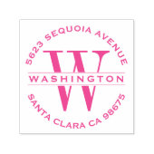 Classic Fuchsia Monogram Wedding Rücksendeadresse Permastempel (Design)