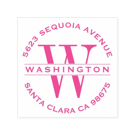 Classic Fuchsia Monogram Wedding Rücksendeadresse Permastempel (Design)