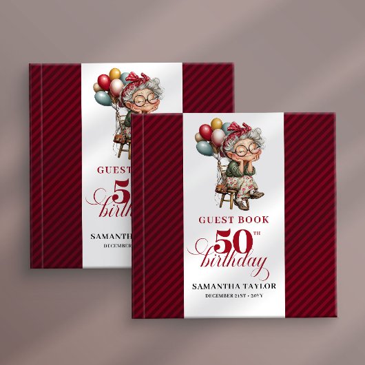 Classic fun 50th lady birthday guest memory book gästebuch