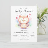 Classic Fun Owl Baby Dusche Einladung (Stehend Vorderseite)