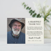 Classic Funeral Heartfelt Foto Dankeskarte (Stehend Vorderseite)