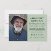 Classic Funeral Heartfelt Foto Dankeskarte (Vorderseite)