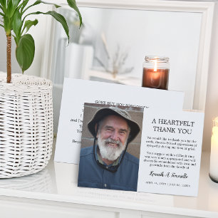 Classic Funeral Heartfelt Foto Dankeskarte