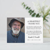Classic Funeral Heartfelt Foto Dankeskarte (Stehend Vorderseite)