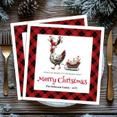 Classic Funny Chickens Personalized Red Green Xmas Serviette