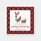 Classic Funny Chickens Personalized Red Green Xmas Serviette (Vorderseite)