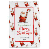 Classic funny Santa gift bag red green celebration Mittlere Geschenktüte (Vorderseite)