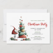 Classic Funny Santa Red Green Holiday Invitation Einladung (Vorderseite)