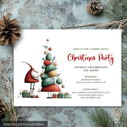 Classic Funny Santa Red Green Holiday Invitation Einladung