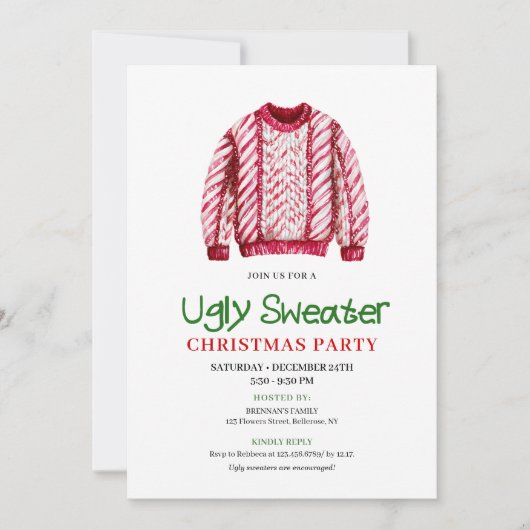 Classic Funny Ugly Sweater Party Invitation Einladung (Vorderseite)
