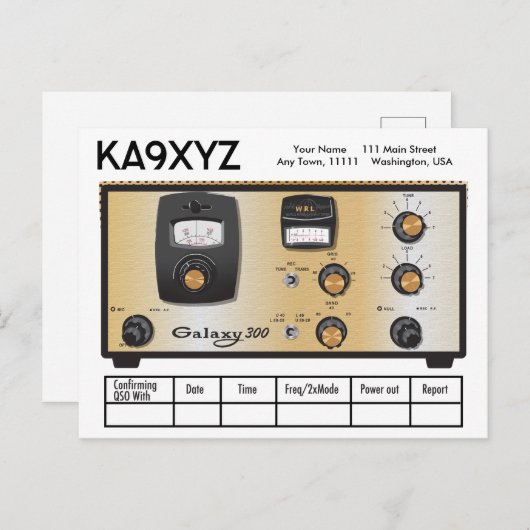 Classic Galaxy 300 Radio Transceiver QSL Postkarte (Vorne/Hinten)