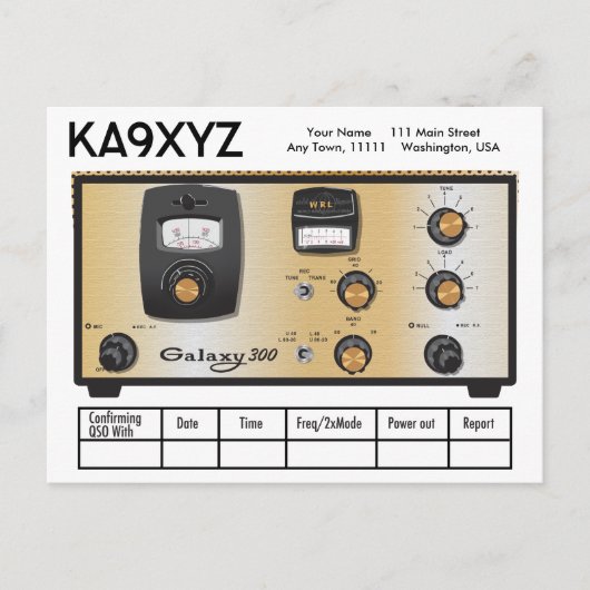 Classic Galaxy 300 Radio Transceiver QSL Postkarte (Vorderseite)