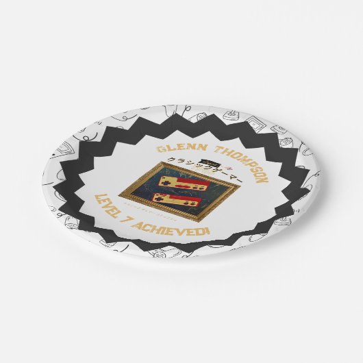 Classic Gamers Geburtstagsparty Teller (Schrägansicht)