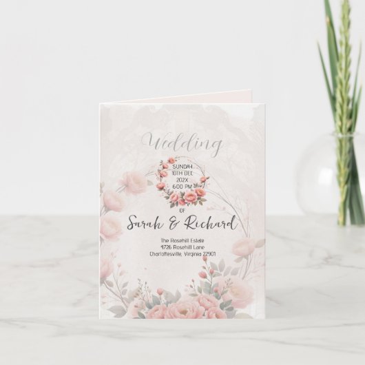 Classic Garden Bright White Folded Wedding Program Dankeskarte (Vorderseite)