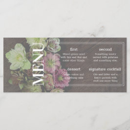 CLASSIC Garden Hellebore Holz und White Menu Karte