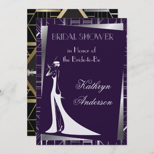 Classic Gatsby Deko Bridal Dusche Einladung (Vorne/Hinten)