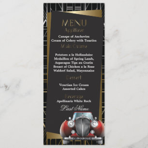 Classic Gatsby Deko Red Limo Wedding Menu Menükarte