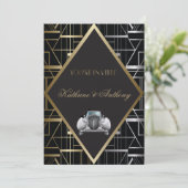 Classic Gatsby Deko Wedding Einladung (Stehend Vorderseite)