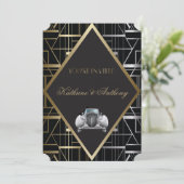 Classic Gatsby Deko Wedding Einladung (Stehend Vorderseite)