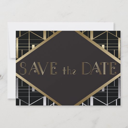 Classic Gatsby Deko Wedding Save the Date (Rückseite)