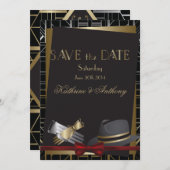 Classic Gatsby Deko Wedding Save the Date (Vorne/Hinten)